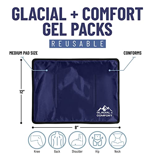 Glacial Comfort Gel Ice Pack for Back Pain - (12" x 8") Reusable Cold Pads for Hip, Knee, Shoulder Injuries, Muscle Strains, Migraine & Postpartum Recovery with Flex Technology - After Surgery. - size: Medium (12" x 8")