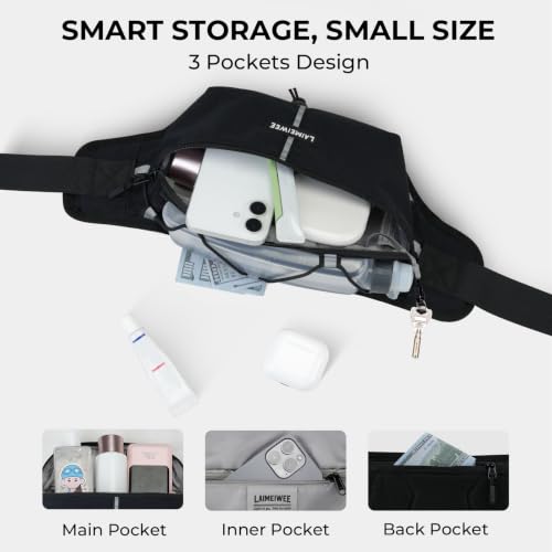 2L Fanny Pack for Women Men, Anti‑theft Waist Bag with RFID Blocking - color: Black