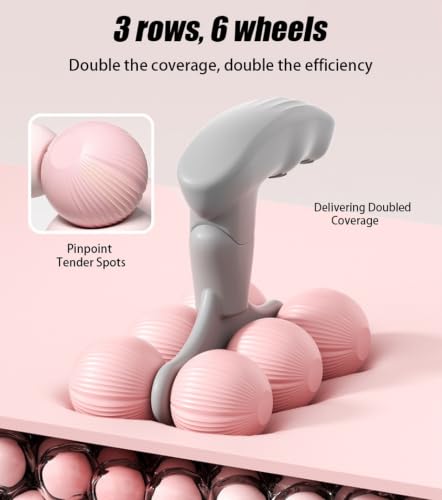 6-Wheel Handheld Massage Roller for Muscle Pain Relief (Pink) - color: Pink
