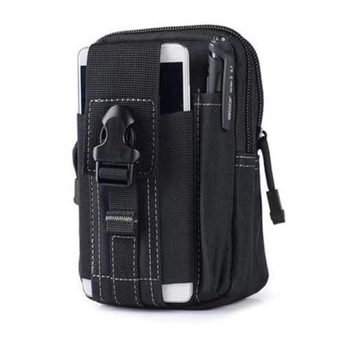 Belt Pouch, Tactical Molle Phone Pouch EDC Utility Pouches Waist Bag Packs, Small Cell Phone Holster Gear Tool Gadget Pocket for Men Running - color: White Line Black