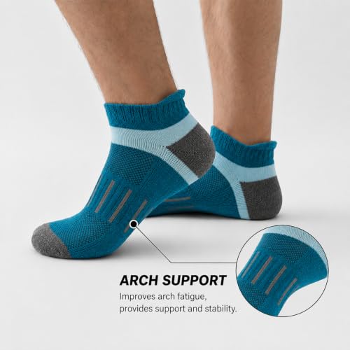 COOPLUS Mens Cushioned Ankle Running Socks Athletic Low Cut Moisture Wicking Cotton Short Sports Socks 7 Pairs - color: 7 Pairs Multicolor