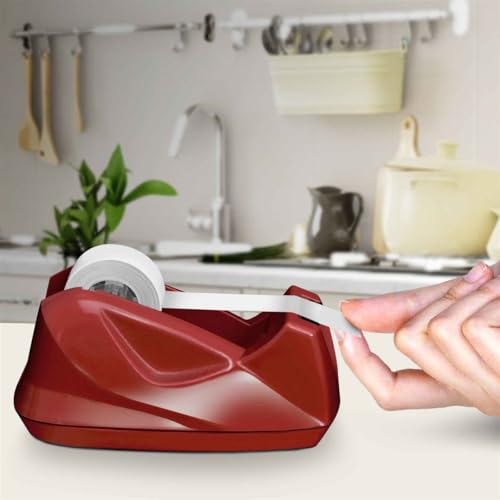 Acrimet Desktop Tape Dispenser, Premium, Non-Skid Base, Plastic, Red - color: Red