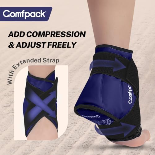 Comfpack Ankle Ice Pack Wrap for Swelling, Heel Ice Pack for Pain Relief, Hot Cold Therapy Cold Pack for Plantar Fasciitis, Achilles Tendonitis, Ankle Sprain, Foot Pain, Navy - color: Dark Blue-1 Pack