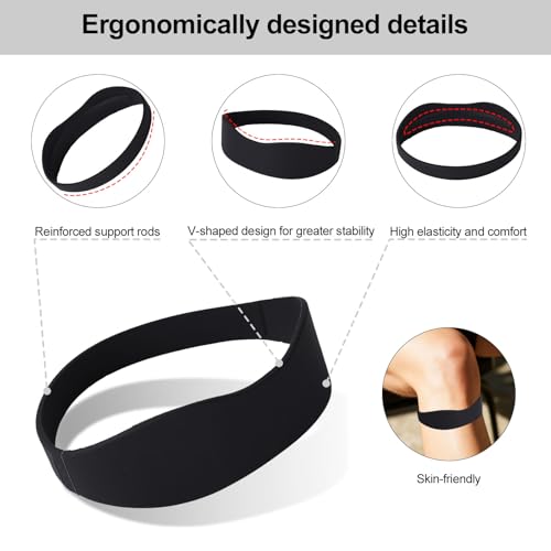 2pcs Patellar Tendon Support Strap, Black Silicone Patella Tendon Knee Strap Elastic Knee Band Cap Support for Men Women Running Basketball Hiking