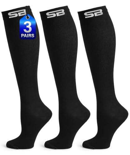 SB SOX 3-Pair Compression Socks (15-20mmHg) - color: 01 – Solid Black, size: L/XL