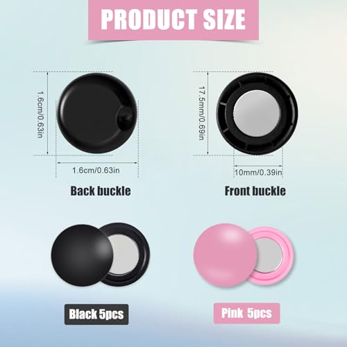 BOXOB 10 Pairs Magnetic Race Bib Clips, Marathon Race Number Buckle Running Bib Magnets Pins Holder for Runners Field Triathlon Cycling Competition (Black & Pink) - color: Black & Pink