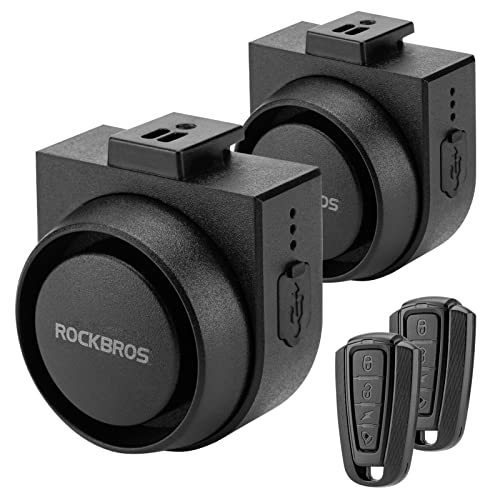 ROCKBROS 115dB Bike Alarm with Remote Motion Sensor Anti-Theft 2 Pack - color: Black-2pcs