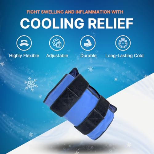 FlexiKold Reusable Gel Large Ice Pack with Straps – Cold Compress Gel Cold Pack for Injuries – Flexible Medical Ice Wrap for Back, Shoulders, Legs, Knees, Sciatica, Muscle Pain – Standard - style: Large