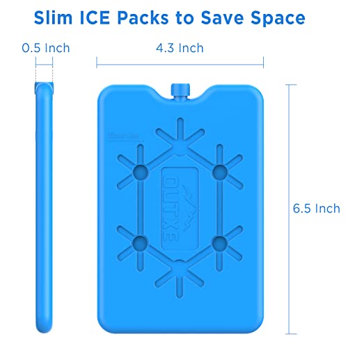 OUTXE Ice Packs for Lunch Box - Reusable Ultra-Thin Freezer Packs - Long-Lasting Cool Packs for Coolers, Keep Food Fresh and Cold in Lunch Boxes and breastmilk Bags - style: 8-Packs