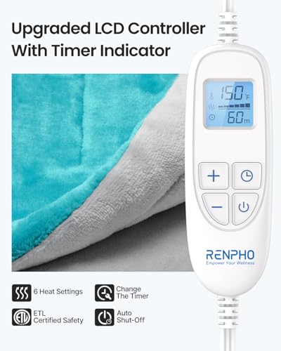 RENPHO Neck and Shoulder Heating Pad, Christmas Gift for Women Men - color: Gray Green, size: 24"x33"