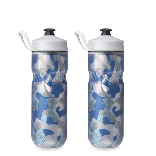 HydraPak Polar Sport Insulated Water Bottle 2-Pack (20oz, Contender Blue) - color: Contender Blue, style: 20oz/600ml (2-Pack)