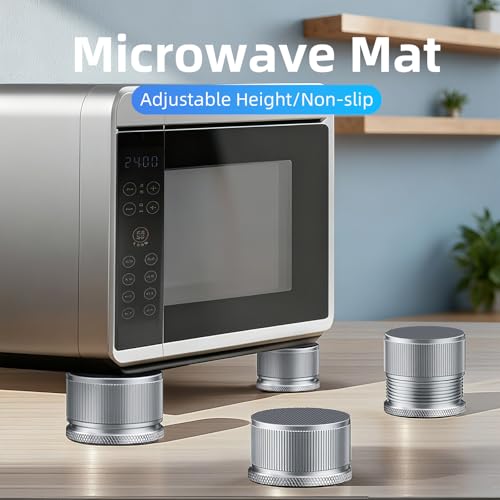 Adjustable Microwave Riser Pads,0.9-1.5 Inch Height,4 Pack Silver - color: Silver