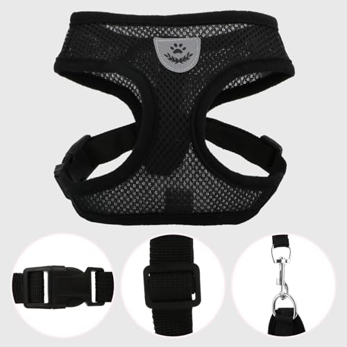 Hypeety Dog Vest Harness No-Pull Reflective Step-in Air Mesh Vest, Black, M - color: Black, size: M