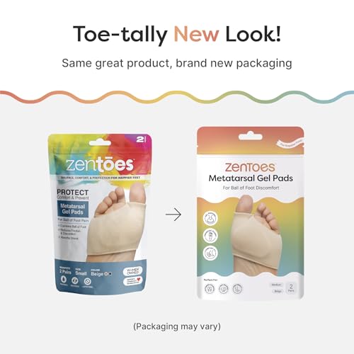 ZenToes Metatarsal Pads for Women, Ball of Foot Gel Cushion Sleeve, Large - color: Beige, size: Large