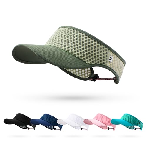 LONGLONG Sports Sun Visor Hat with Non-Slip Toggle Breathable for Women Men - color: Army Green