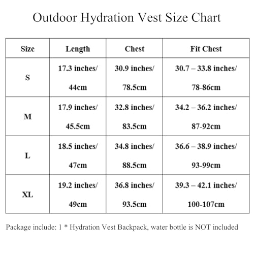 Outdoor Hydration Vest Backpack, Lightweight Runner Pack for Men & Women Running, Trail, Race, Marathon, Hiking - size: Medium