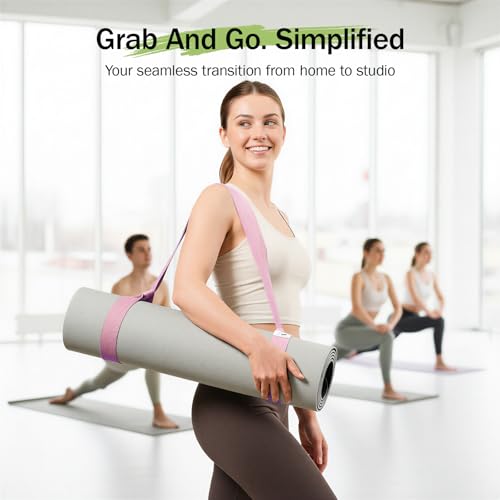 Slim Panda Yoga Mat Strap, Adjustable Soft Cotton Carrier - color: Light Pink, size: 72 inches
