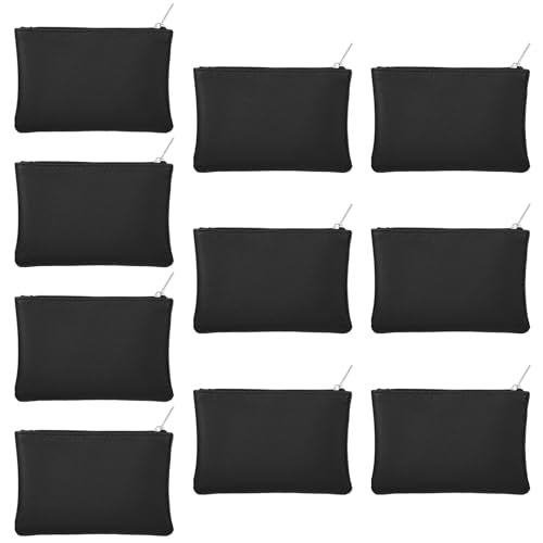 10 Pcs Coin Purse Portable PU Leather Coin Purse Pouch Mini Card Holder Wallet with Zipper Small Change Bag for Women Men Credit Card Folded Bills ID Key Headset Lipstick - color: Black