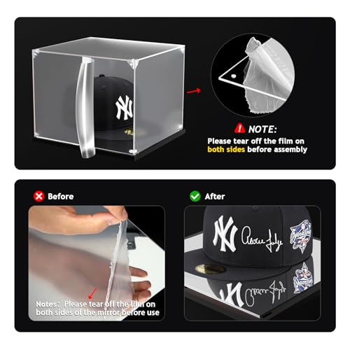 KOLIPI Hat Display Case for Baseball Caps, Acrylic Box 8.7x7.9x7.1 in - size: 8.7 x 7.9 x 7.1 inches