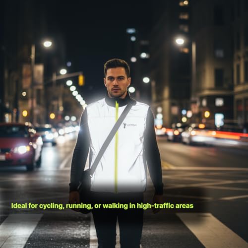 ReflecToes Reflective Running Vest, Hi Vis Cycling Vest, Motorcycle Gilet - size: Large, style: Deluxe