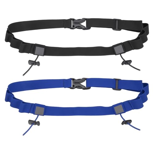 Bib Belt Race Belt Triathlon Running Number Holder 2Pcs, Black/Blue - color: Black/Blue