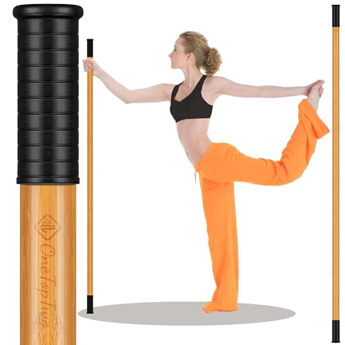 5ft Yoga Stick from Natural Bamboo with Non-Slip Handle-Stretching Stick for Mobility, Flexibility,Exercise,Workout, Physical Therapy,Pilates,Balance Fitness-Access Online Video Guide Without Any Info - color: Bamboo Deeper5ft