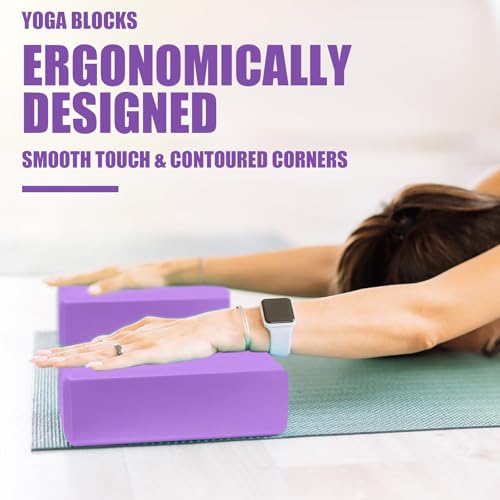 Septo 2 Pcs Yoga Blocks, 9x6x3 Inch Foam Blocks for Pilates - color: Purple