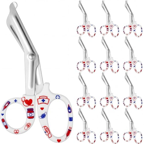 Chumia 12 Pcs Nursing Scissor, Nurse Week Gifts Bulk, 5.7" Blade Tape - style: Nurses' Day Style