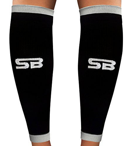 SB SOX Compression Calf Sleeves (20-30mmHg) - color: Black/Gray, size: Large