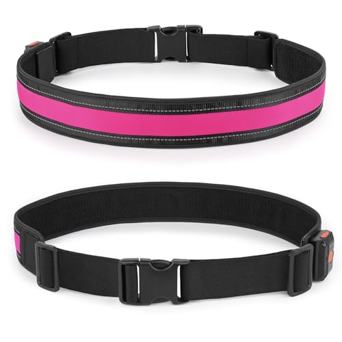 Illumifun LED Running Belt - USB Rechargeable Light Up Sash, High-Visibility Elastic Waistband Light for Running Cycling Hiking Camping Nighttime Activities - color: Pink