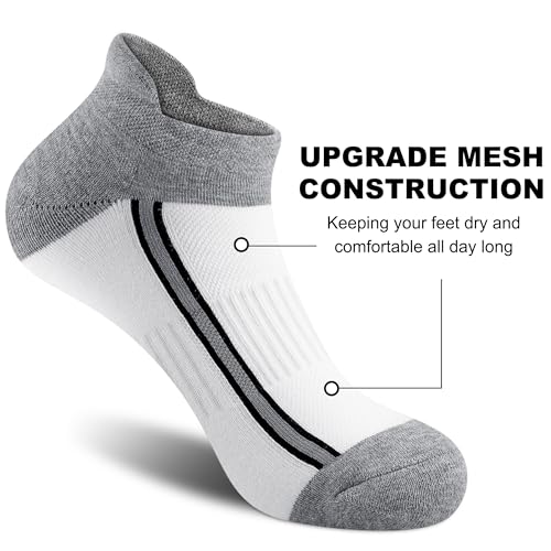 Gonii Men's Running Athletic Ankle Socks - Thick Cushioned Low Cut Socks - color: N-5 Pairs White, size: 9-12