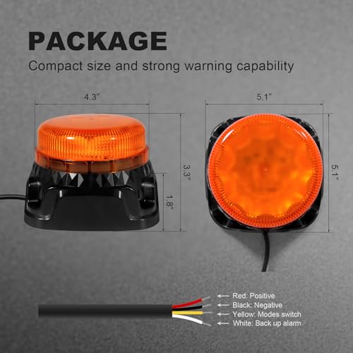 Agrieyes W223S w/Reverse Alarm Amber LED Beacon Lights, Emergency Strobe - size: Screw1