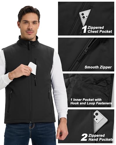 Outdoor Ventures Men's Golf Vest Outerwear Quilted Casual Lightweight - color: Black, size: Medium