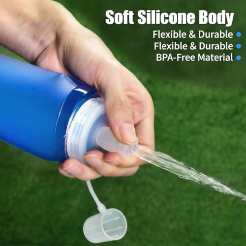 Packable Soft TPU Water Bottle for Outdoor Running Sports, 500 ml, Blue - color: Blue