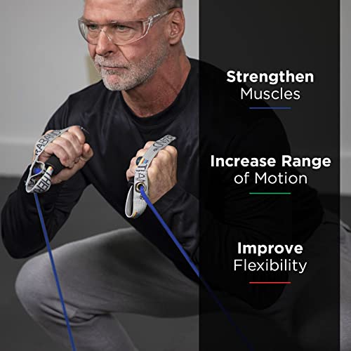 THERABAND Resistance Tubes, Professional Latex Elastic Tubing with Hard Handles, Exercise, Physical Therapy, Lower Pilates, At-Home Workouts, & Rehab, 48 Inch, Blue, Extra Heavy, Intermediate - color: Blue - Extra Heavy