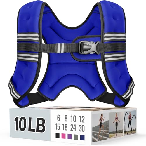 Zeerun Weighted Vest, 6/8/10/12/15/18/20/24/30LB for Men Women - color: Blue, size: 10 Lb