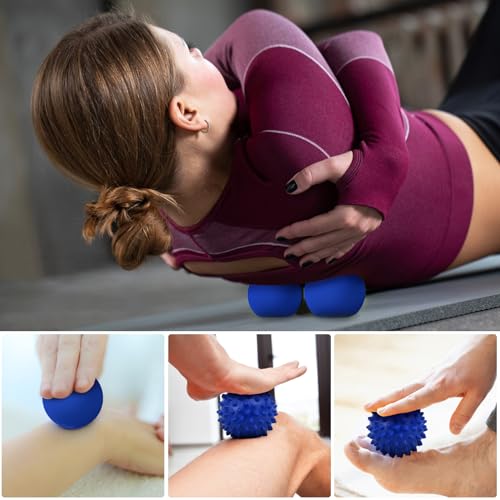 Lacrosse Massage Ball Spiky Ball Set - color: Blue-blue