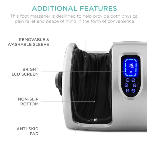 Best Choice Products Heated Shiatsu Foot Massager for Pain Relief, Plantar Fasciitis, Neuropathy, Blood Circulation w/Compact Design - Silver - color: Silver
