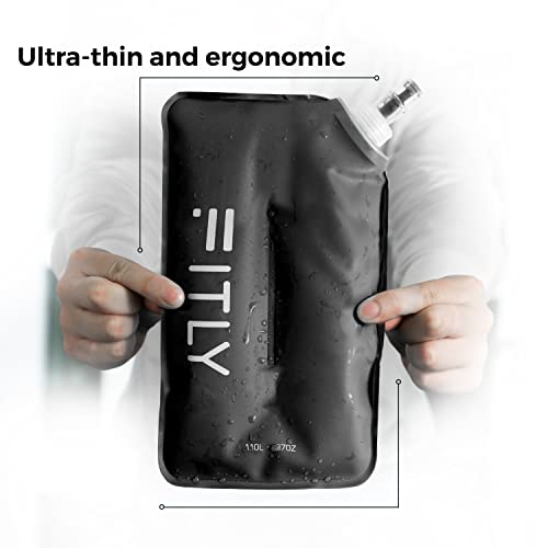 FITLY Soft Flask Running Water Bottle - Collapsible Hydration Flask - color: Black, size: 5.1 Ounces
