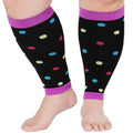 Plus Size Compression Leg Sleeves for Women& Men 15-20mmHg Wide Calf Knee High Leg Sleeves - color: Purple Dot, size: 5X-Large-6X-Large