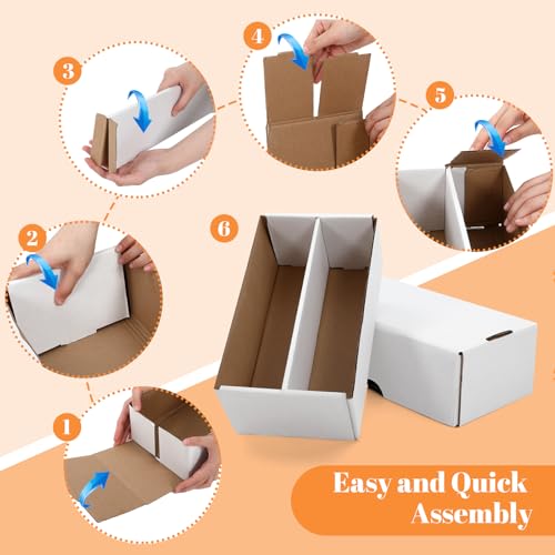 Yexiya 2 Pack 1600 Count Trading/Gaming Card Storage Box 2 Row Cardboard Storage Boxes for Gaming Cards Baseball Football Basketball Hockey Sports Collecting Supplies, White