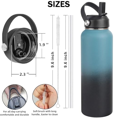 Straw lid for Hydroflask Wide Mouth Water Bottle,Straw Lid Flexible Handle Fit Hydro Flask 12 16 18 20 32 40 64 oz,Sports Straw Cap Flip Top Lid Water Bottle Lid Accessories… - color: Black 1