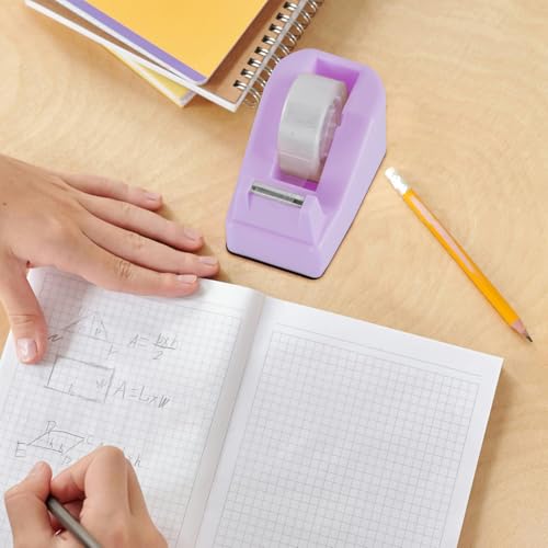 Desktop Tape Dispenser with Weighted Nonskid Base,Includes 6 Rolls of Tape - color: Purple (6pcs Tape)