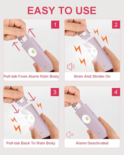 Rechargeable Personal Safety Alarm for Women, 130dB Loud Siren & Strobe