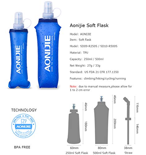 AONIJIE Soft Water Bottle, 2 Pack, 250ml - color: 2 Pcs - 250ml