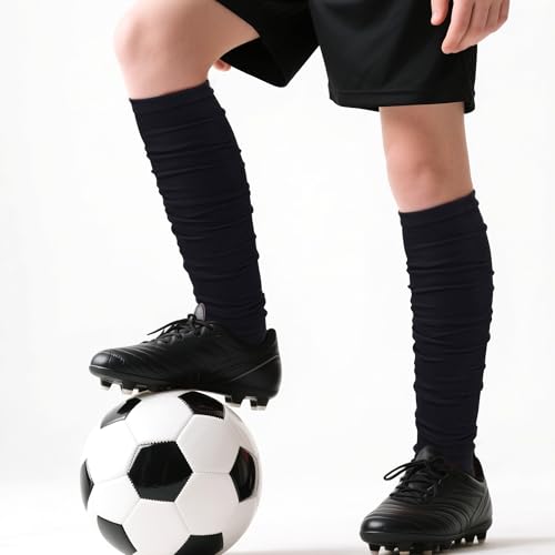 Dxhycc 2 Pairs Scrunch Football Socks Athletic Football Leg Sleeves - color: Black