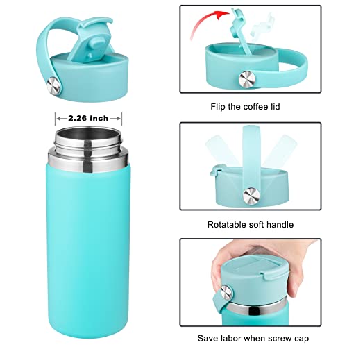FLORAPELL Lid Compatible with Hydro Flask 12 16 18 20 32 40 OZ Wide Mouth, Flip Lid Replacement Lids with Flex Strap Handle, Leak-Proof Flask Cap for Hydro Flask Coffee Mug - color: Alpine