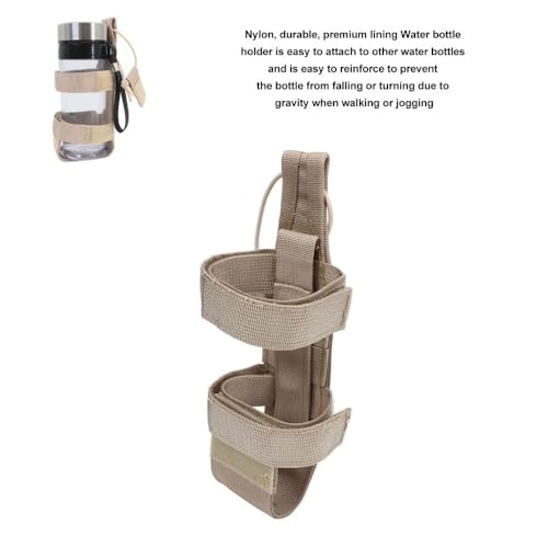 Nylon Water Bottle Holder with Adjustable Strap – Secure Anti-Falling Pouch for Hiking, Camping, Backpack Attachment, No Hands Outdoor Bottle Carrier - color: Khaki