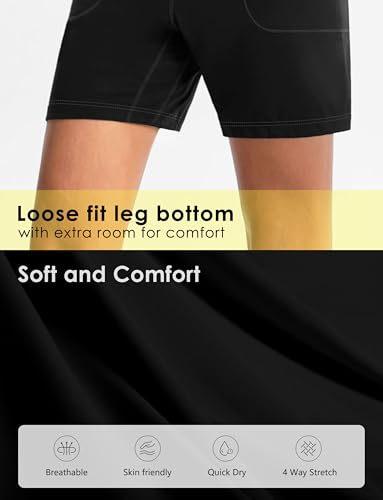 Women's 6"/9" Shorts with Zipper Pocket - color: 6″-black, size: Small