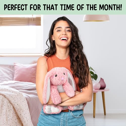 Bunny Microwavable Stuffed Animal – 1.5 lb Unscented Heating Pad Plush, Soft Cozy Bunny Toy for Relaxation and Comfort, Gift for Women, Girls, Adults & Kids by Happy Fuel, Pink - color: Pink Bunny
